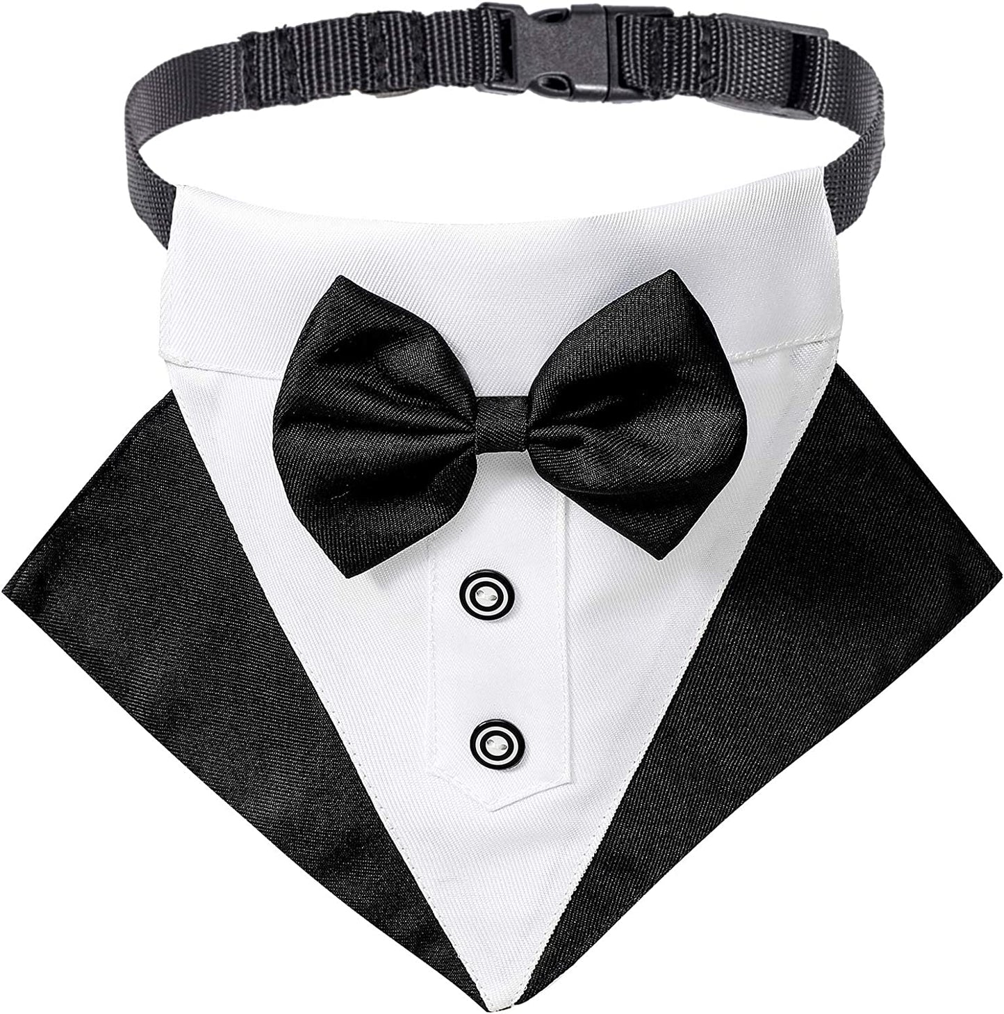 Elegant Dog Tuxedo Bandana Collar with Bow Tie - Adjustable Formal Wear for Large Dogs
