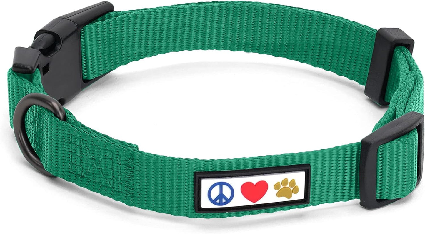 Heavy Duty Adjustable Dog Collar for Large Breeds - Waterproof Lush Green with Quick-Release Buckle