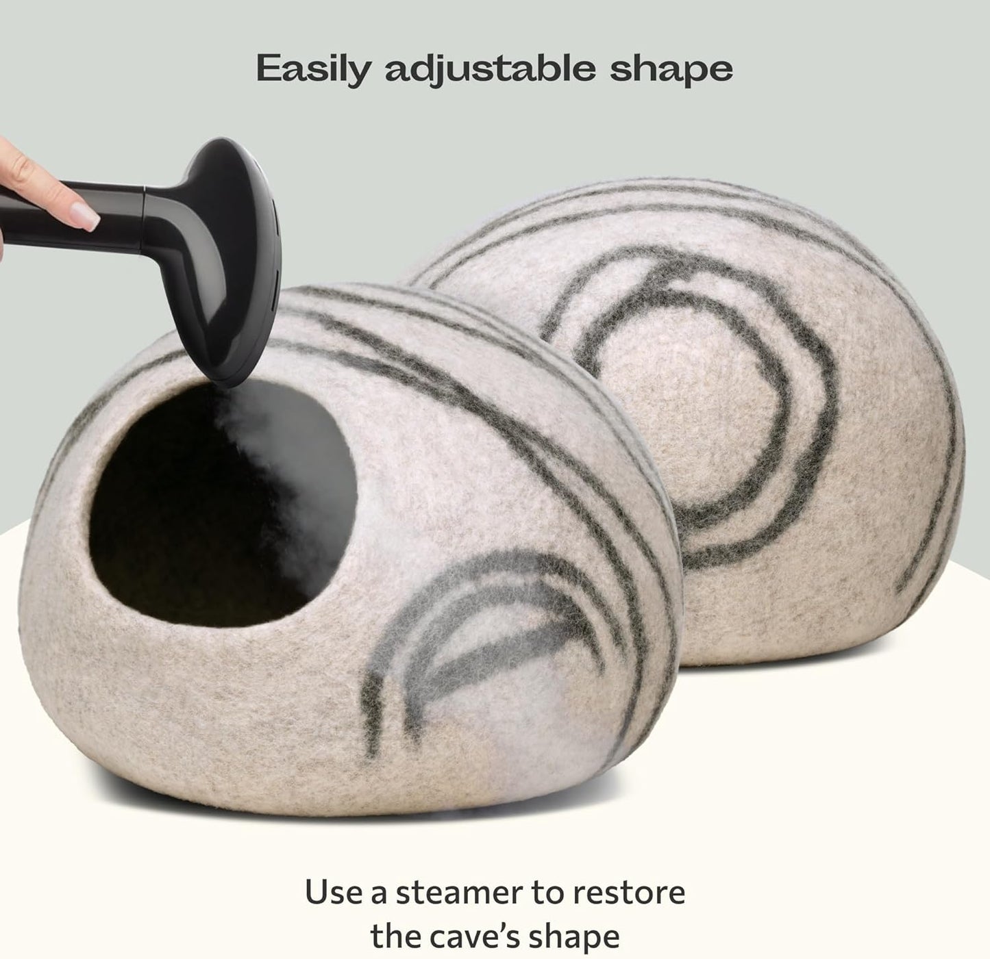 Cat Cave – Premium Felt Cat Bed for Indoor Cats, Handmade 100% Merino Wool (Light Shades)