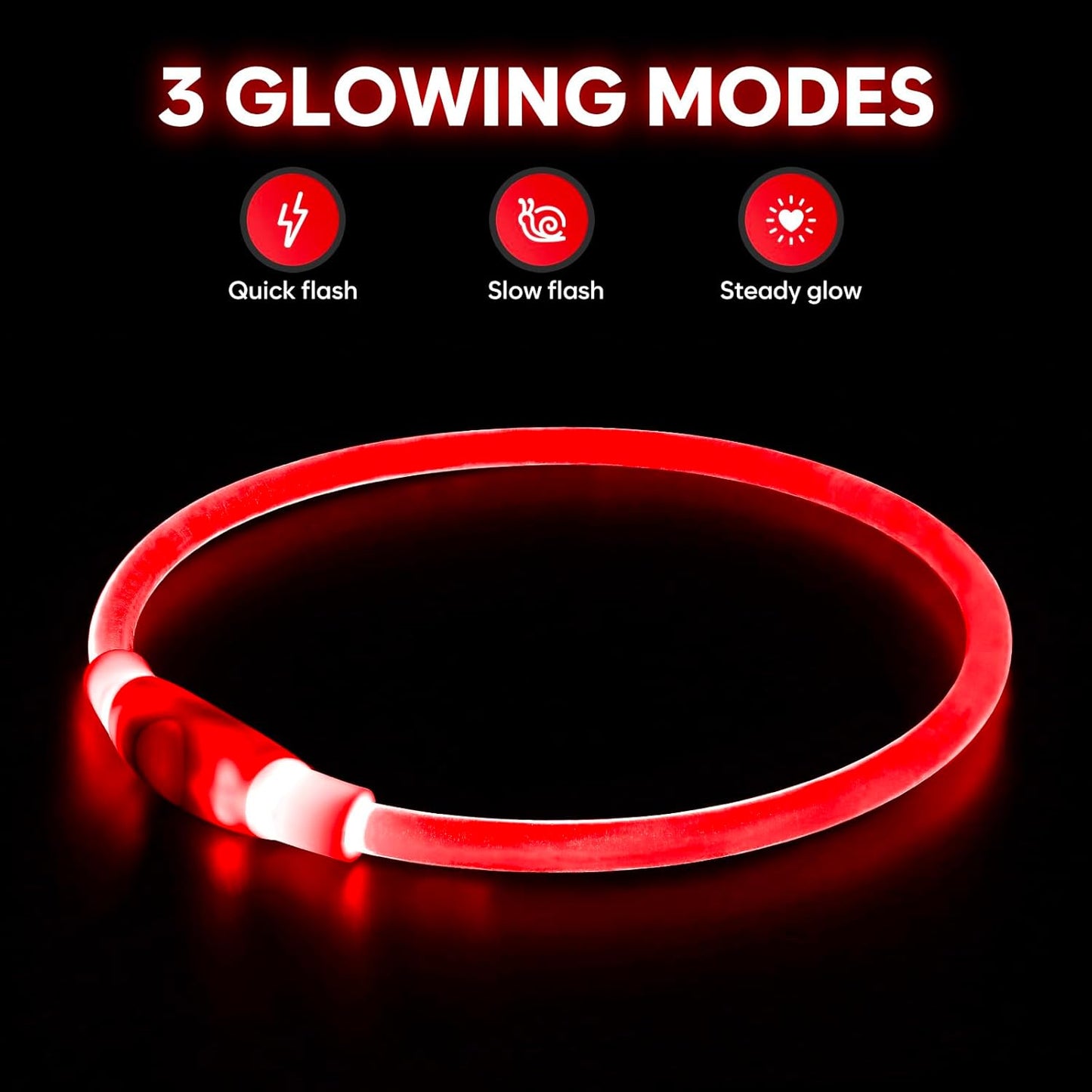 Illuminate Your Dog's Night Walks with Our USB Rechargeable LED Dog Collar Light - Customizable & Stylish in Red!