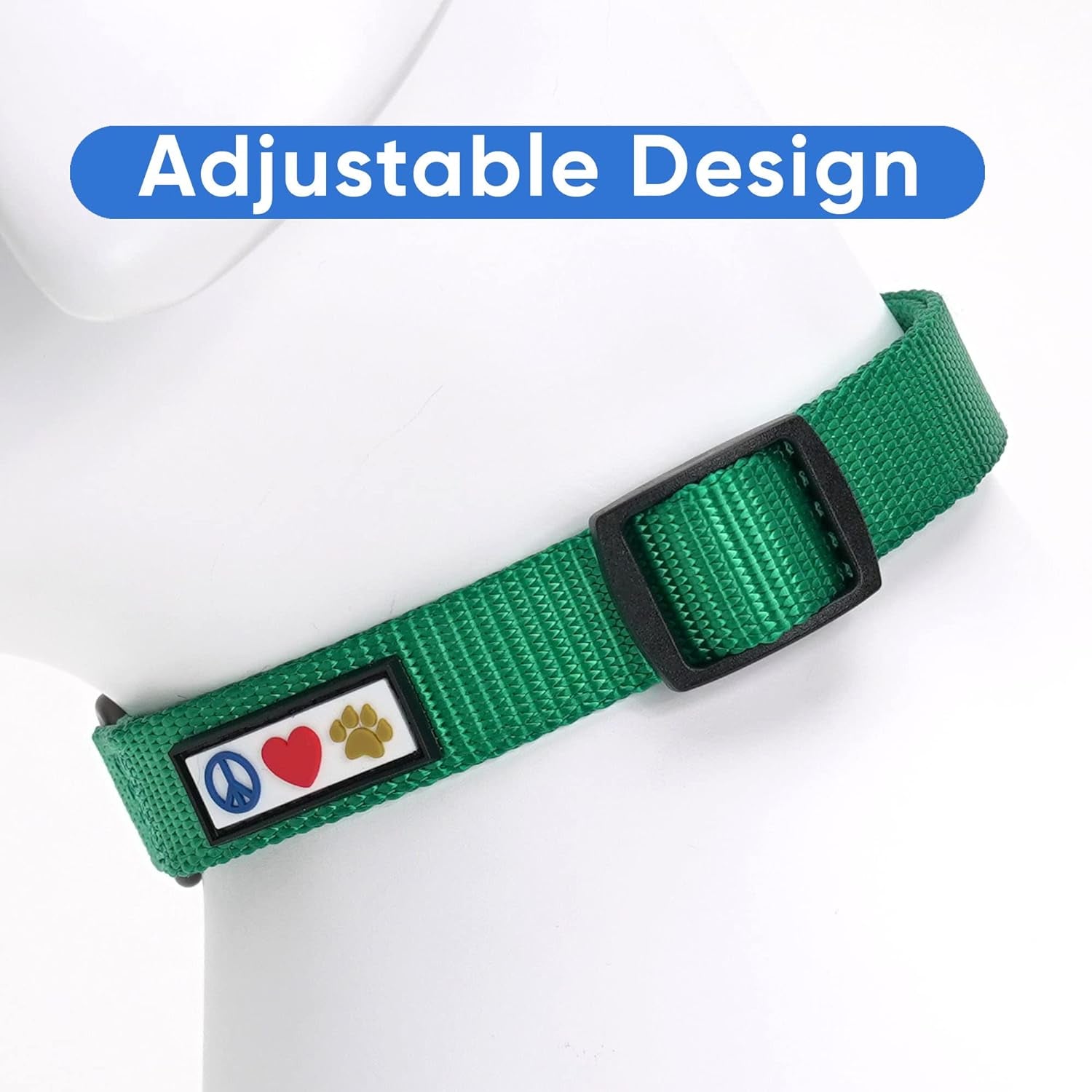 Heavy Duty Adjustable Dog Collar for Large Breeds - Waterproof Lush Green with Quick-Release Buckle