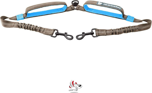 Exquisite Double Leash for Two Dogs – 2 Dog Coupler – No-Tangle Splitter for Large Dogs – Dual Attachment (Coupler Only, Large, Grey & Blue)