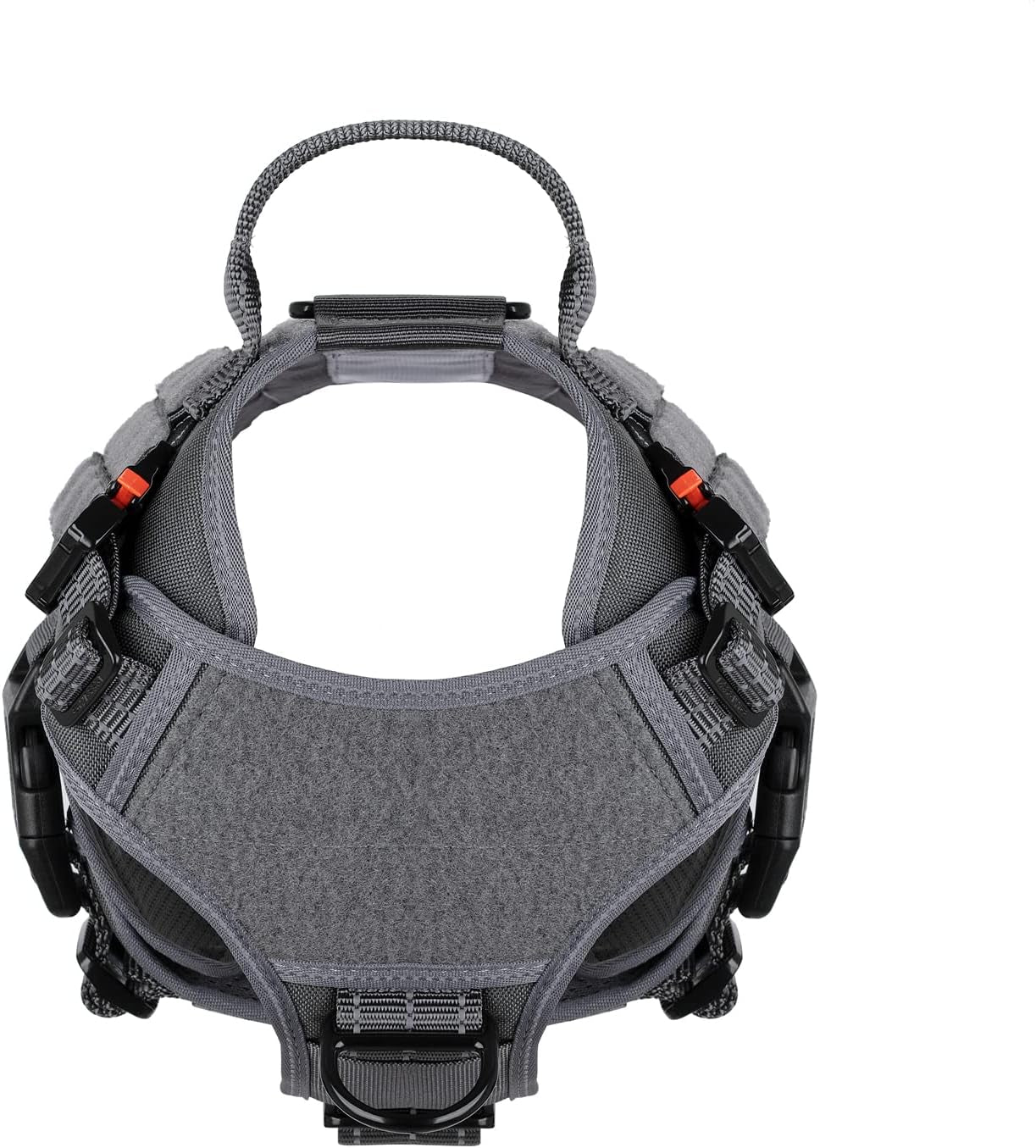 Premium Tactical Dog Harness - Medium Size, Dual Metal Buckles, MOLLE Vest with Handle, No-Pull Front Clip & Hook and Loop Panel