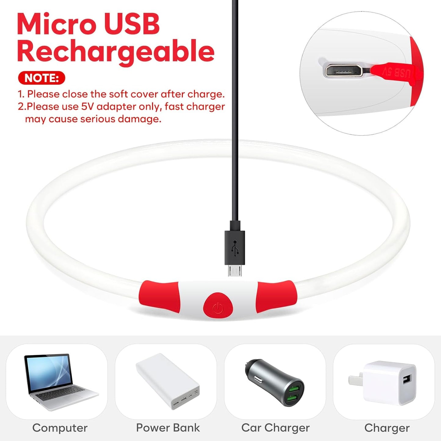 Illuminate Your Dog's Night Walks with Our USB Rechargeable LED Dog Collar Light - Customizable & Stylish in Red!