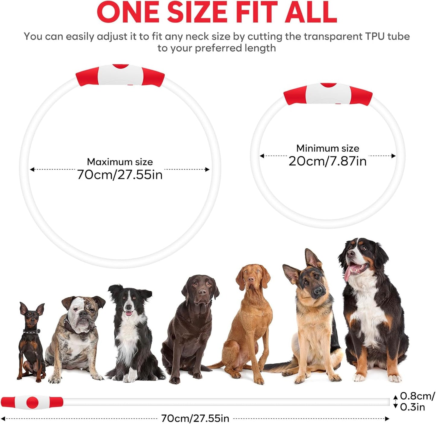 Illuminate Your Dog's Night Walks with Our USB Rechargeable LED Dog Collar Light - Customizable & Stylish in Red!