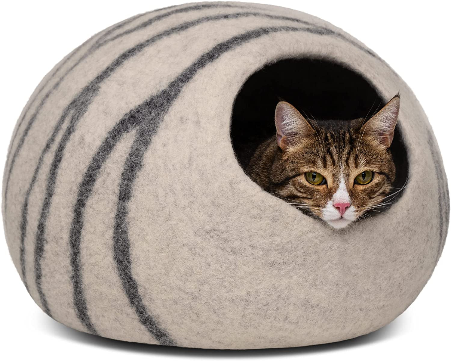 Cat Cave – Premium Felt Cat Bed for Indoor Cats, Handmade 100% Merino Wool (Light Shades)