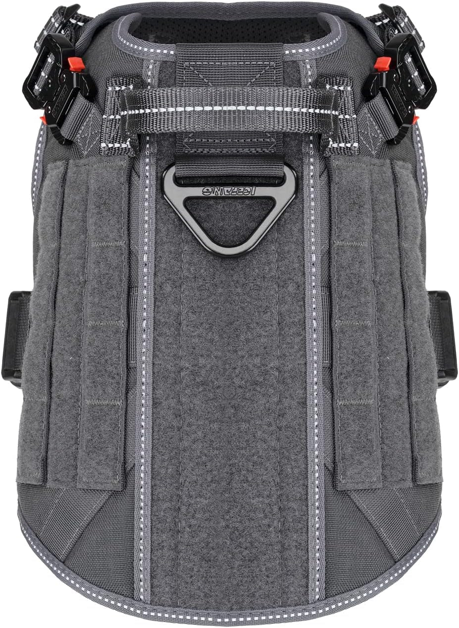 Premium Tactical Dog Harness - Medium Size, Dual Metal Buckles, MOLLE Vest with Handle, No-Pull Front Clip & Hook and Loop Panel