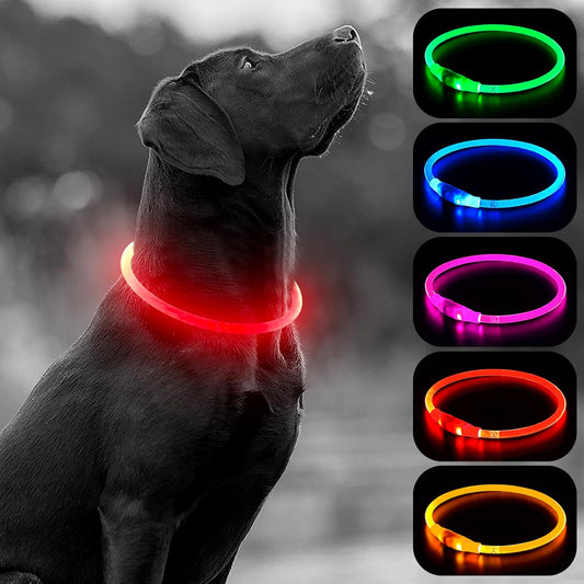 Illuminate Your Dog's Night Walks with Our USB Rechargeable LED Dog Collar Light - Customizable & Stylish in Red!