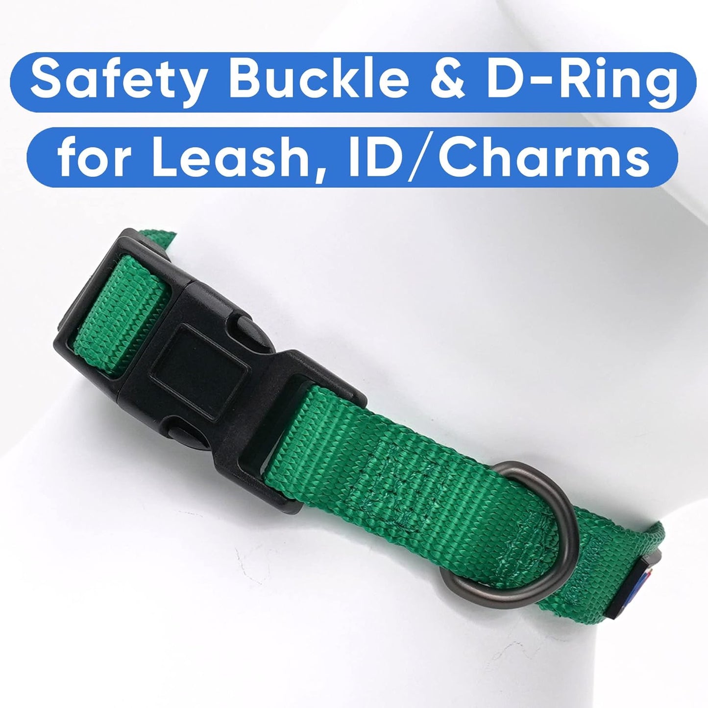 Heavy Duty Adjustable Dog Collar for Large Breeds - Waterproof Lush Green with Quick-Release Buckle